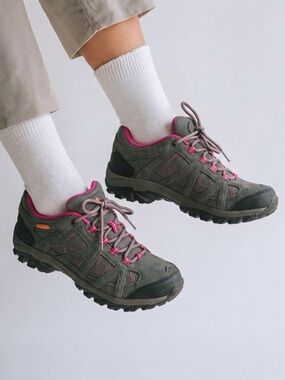 Bearpaw Olympus Women’s Hiking Shoes Gray Pink Mesh Suede Size‎ 8